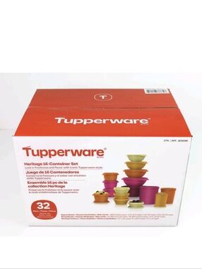 Tupperware Heritage Collection 32 Piece Food Storage Set Vintage Pink Orange NEW